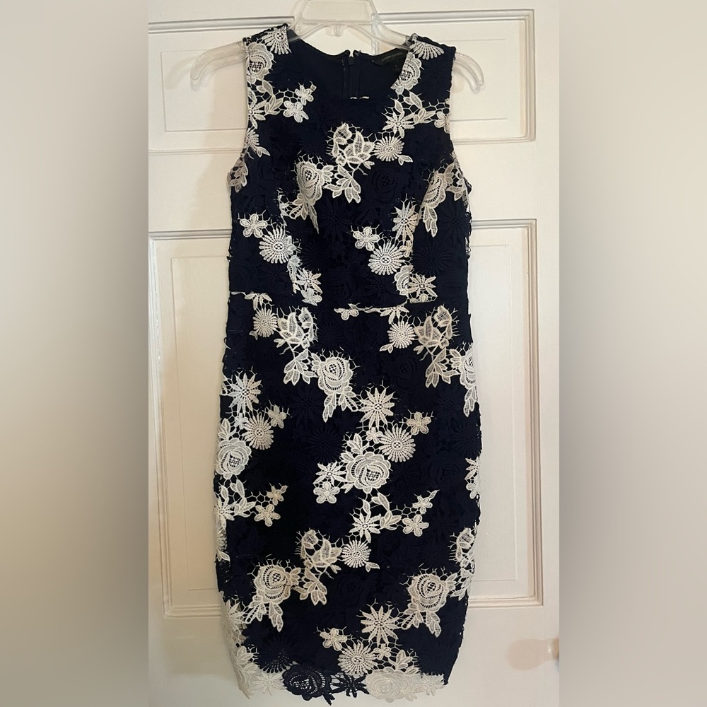 Banana Republic Blue and White Lace Sheath Dress